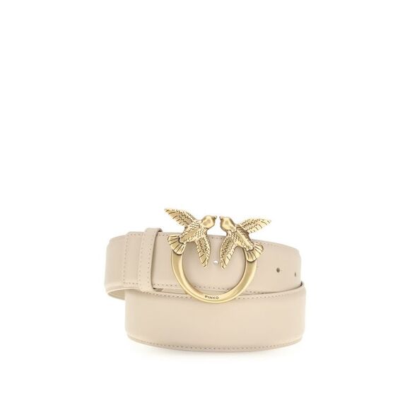 PINKO Beige Calf Leather Bos Taurus Regular Women's Belt